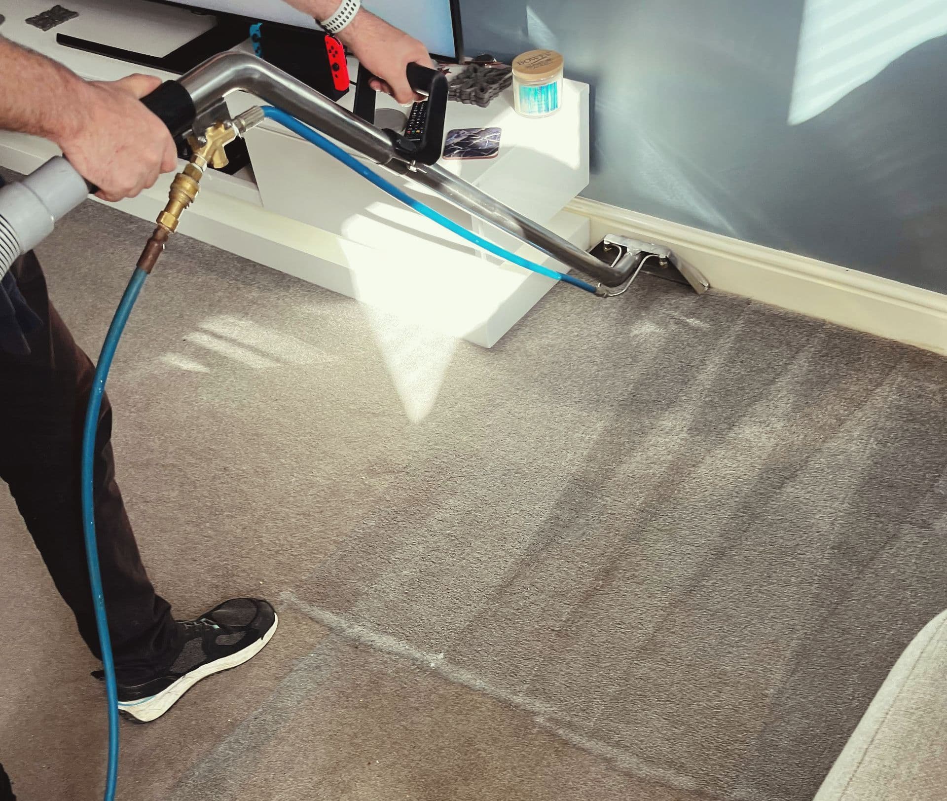 Professional cleaning equipment in use